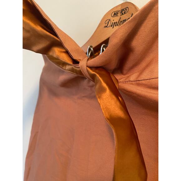 Vintage versus versace tie waist satin trim burnt orange pants womens 30x30 - Picture 2 of 8